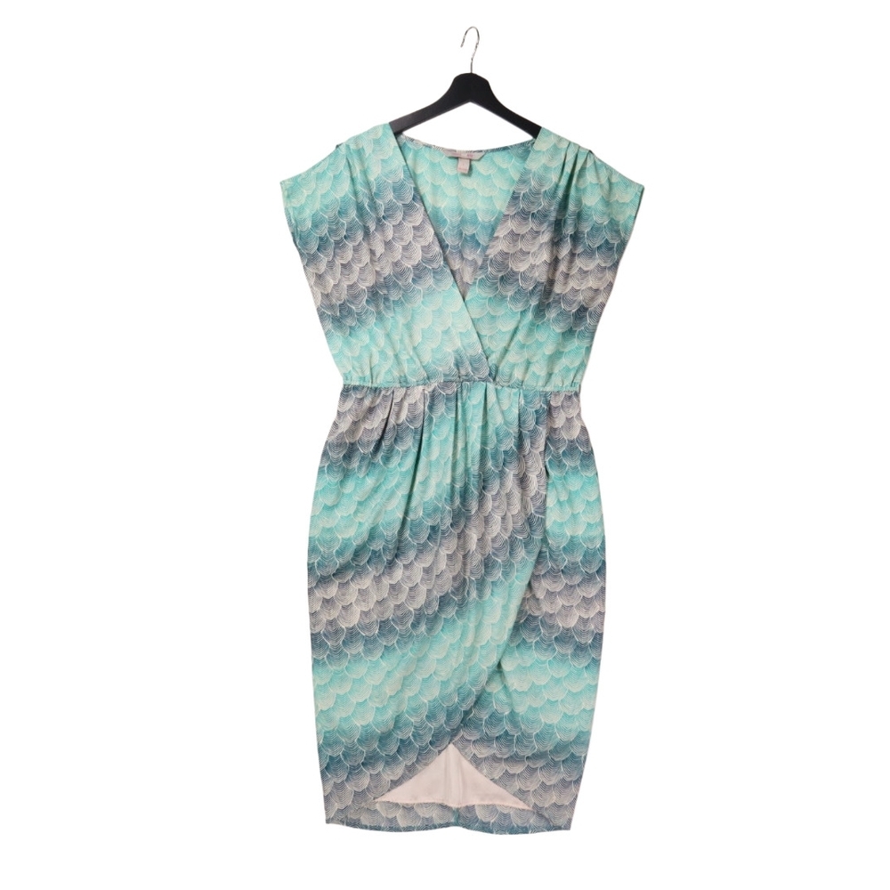 Harper and Gray Asymmetrical Midi Dress  Sheath Cocktail Green Gray Size L
